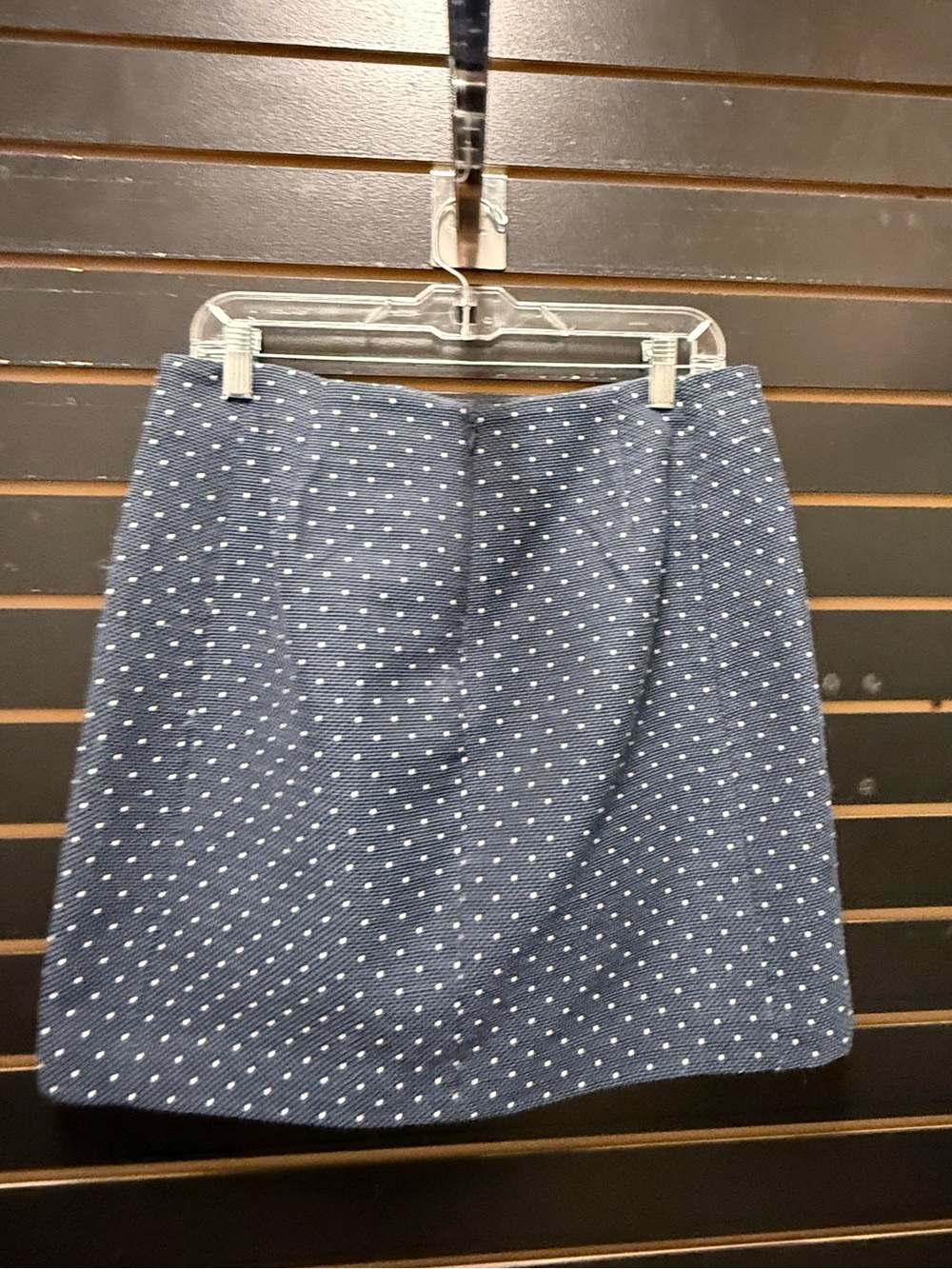 LOFT Petites Blue Polka Dot Textured Mini Skirt Size 12P Lined Pockets - Picture 4 of 4